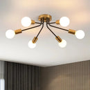 Axyaa Black/Golden Iron Spider Ceiling Light Industrial Nordic Living Dining Room Decor