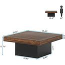 Axyaa LED Square Coffee Table - Contemporary Centerpiece with Rustic Charm