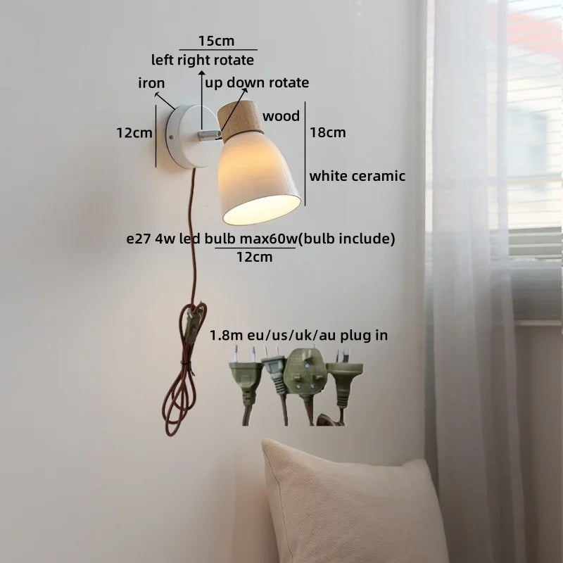 Axyaa Ceramic LED Wall Sconce: Japanese Style, White Glazed, Indoor Art Fixture