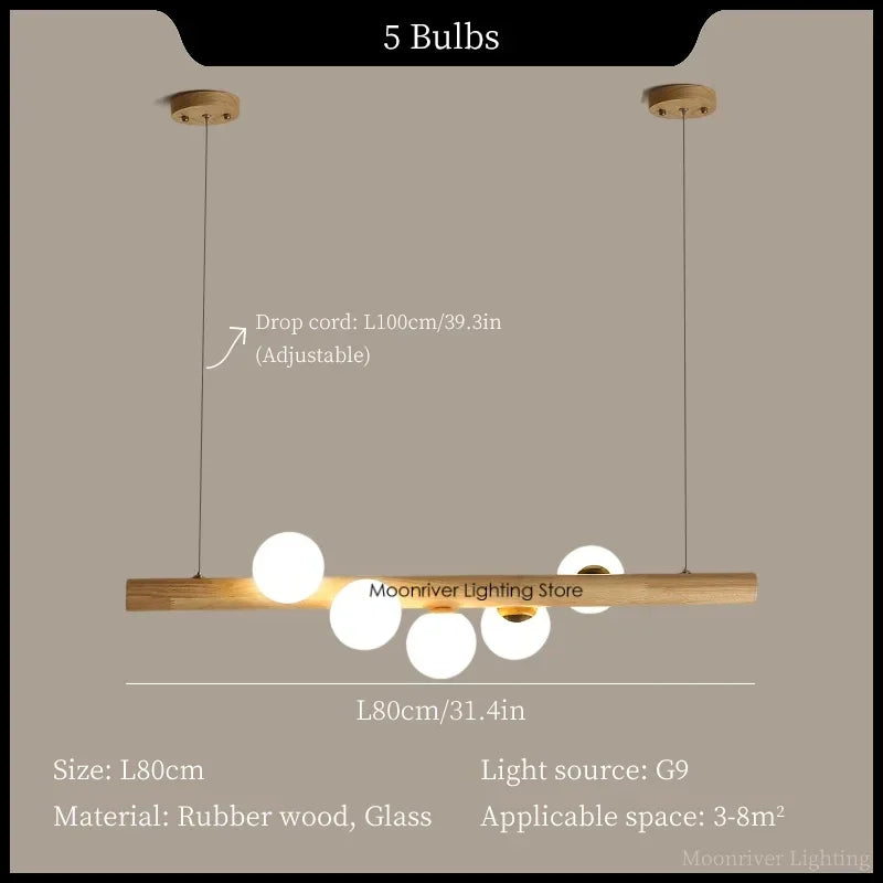 Axyaa Wood Pendant Chandelier LED Ceiling Lighting Fixture