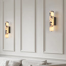 Axyaa Marble Wall Sconce: Black Metal, Dimmable, Natural Stone Lighting