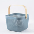 Axyaa Storage Basket with Wooden Handle: Kitchen Bathroom Organizer for Tools, Fruit, Vegetables