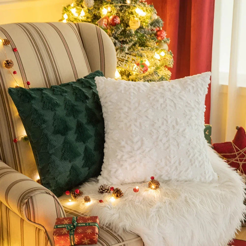 Axyaa Plush Christmas Pillow Cover for Home Decor