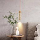 Axyaa Travertine Stone Cylinder LED Pendant Lights for Home Bedside Decor