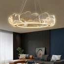 Axyaa Gold Ginkgo Acrylic LED Pendant Chandelier for Modern Living Room