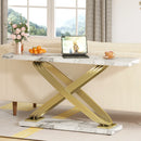 Axyaa 55" Faux Marble Gold Console Table - Modern Narrow Sofa Entryway Couch Table