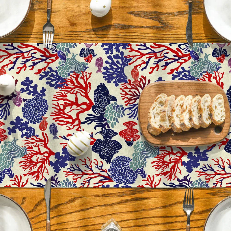 Axyaa Coral Table Runner for Rustic Dining Decor - Wedding Party Home Coffee Hotel