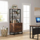 Axyaa Vertical File Cabinet with Lock & Bookshelf | Modern Filing Cabinet & Printer Stand