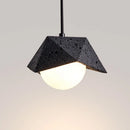 Axyaa Minimalist Bedroom Headboard - Cave Stone Pendant Light - Retro Bar Counter