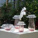 Axyaa Pink Glass Vase Wave Edge Storage Tray Terrarium Hydroponics Home Decor