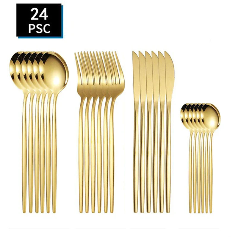 Axyaa Stainless Steel Outdoor Travel Tableware Set - 24pcs