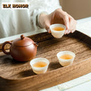 Axyaa Walnut Wooden Round Corner Tray for Afternoon Tea & Sushi