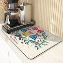 Christmas Bells Drying Mat: Absorbent Dish & Cup Placemat by Axyaa