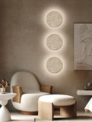 Axyaa Round Stone Wall Light Sconce - Restaurant Bedside Art Decor, 3000K, 23/30cm