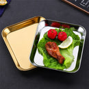 Axyaa Square Stainless Steel Food Tray Plate for Creative Snacking and Dining