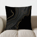Axyaa Black & Gold Marbled Pattern Throw Pillow Cover for Sofa, Bedroom, Car
