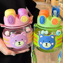 Axyaa Kawaii Bear 1L Water Bottle with Straw, Cute Design for Kids, Travel-friendly