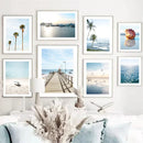 Axyaa Seagull Beach Boat Canvas Art Print for Living Room Decor