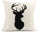 Axyaa Deer Head Silhouette Linen Pillowcase 40X40cm Home Décor