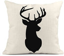 Axyaa Deer Head Silhouette Linen Pillowcase 40X40cm Home Décor