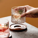 Axyaa Glass Tumbler Set with Wooden Tray, Premium Quality Whiskey Cup for Spirits