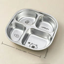 Axyaa Capybara Stainless Steel Divided Dinner Plate, 3/4 Grids, Cute & Reusable