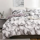 Axyaa Marble Print Duvet Cover Set, Soft Brushed King Size Bedding Set