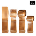 Axyaa Rose Gold Stainless Steel Cutlery Set - 24pcs Family Hotel Dining Kit