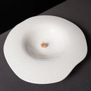 Axyaa High-grade Pure White Beaded Salad Plate Irregular Ceramic Tableware