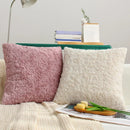 Axyaa White/Pink 45x45 Plush Cushion Cover for Living Room Sofa Couch Office