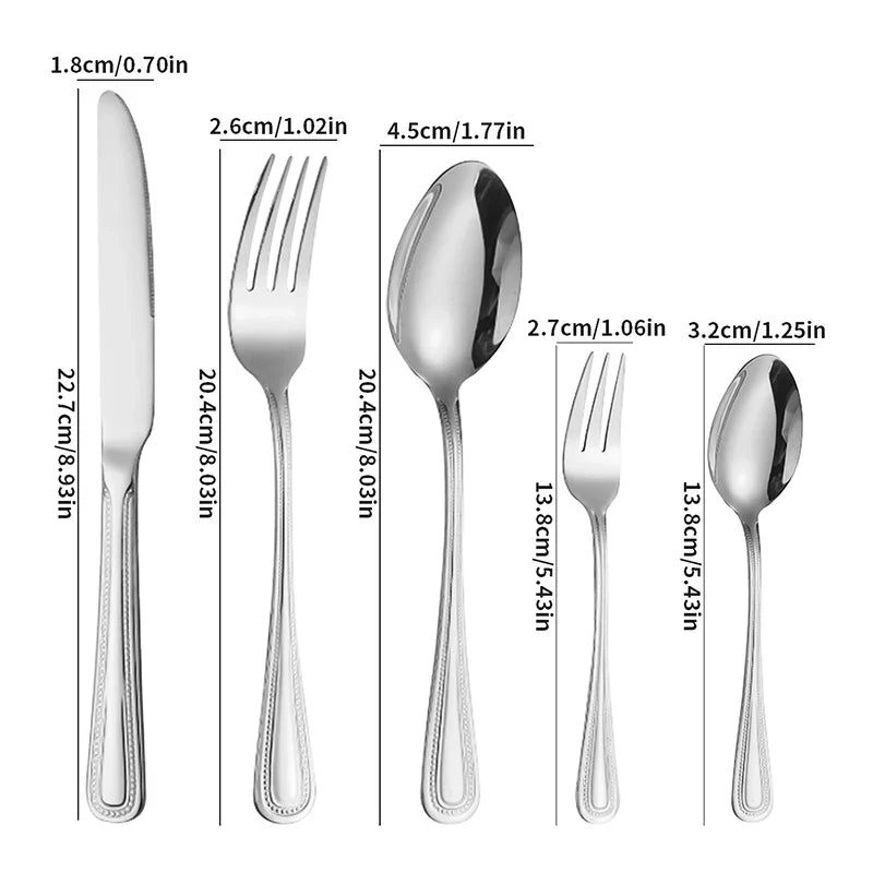 Axyaa Stainless Steel Tableware Set - Knife, Fork, Spoon & Steak Set