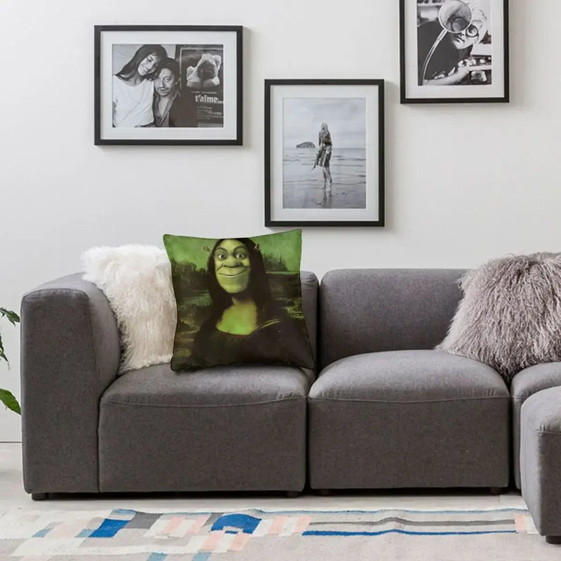 Axyaa Soft Polyester Mona Lisa Pillowcase: Decorative Sofa Cushion Cover