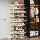 Axyaa 8-Tier Acrylic Shoe Rack with Wood Shelves - Modern Shoe Storage Organize 24-32 Pairs