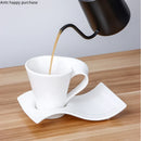 Axya Wave Ceramic Coffee Cup and Saucer Set - White Office Tea Mug Kit