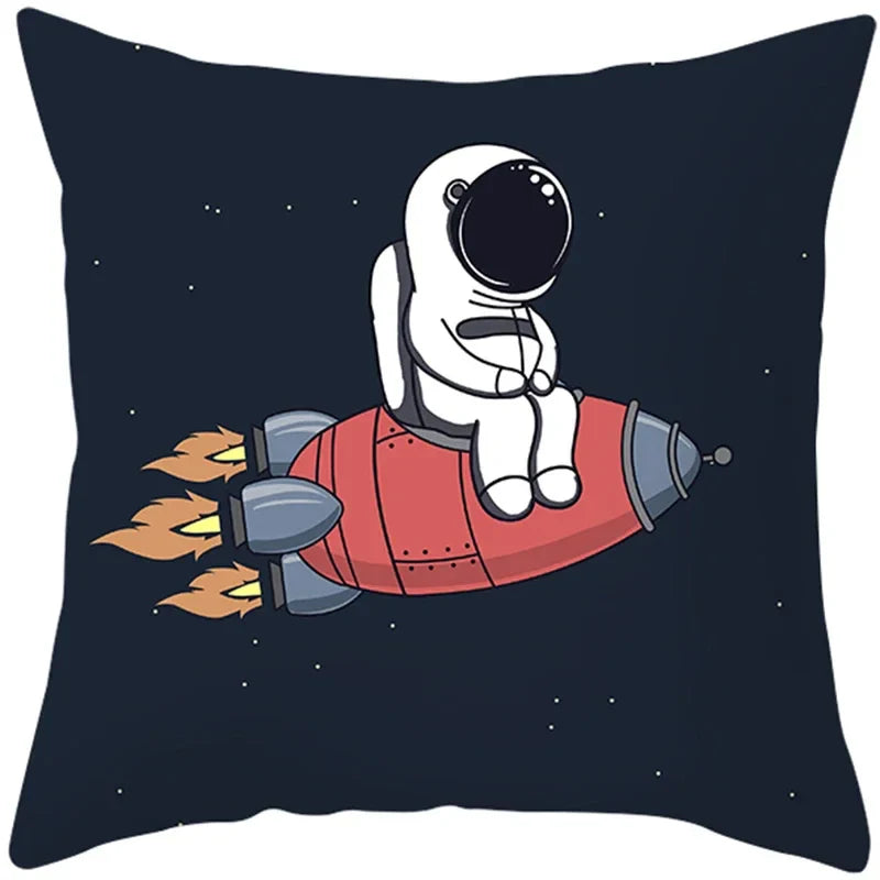 Universe Space Peach Skin Pillowcases by Axyaa - Cartoon Animation Pilot Cushion Cover