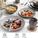 Axyaa Navia Grey Stoneware Dinnerware Set: Dinner, Dessert Plate, Bowl, Mug Tableware