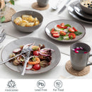 Axyaa Navia Grey Ceramic Dinnerware Set with Plates, Bowls, and Mugs