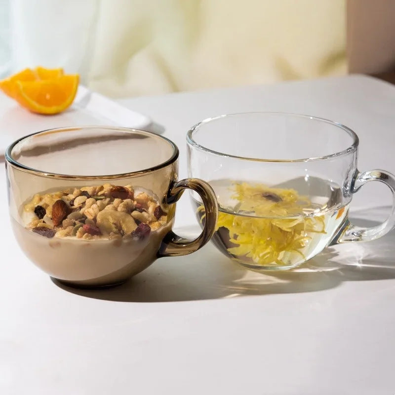Axyaa Amber Glass Coffee Tea Mug 480ml Handle Drinkware