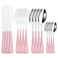 Axyaa 16-Piece Pink Gold Stainless Steel Cutlery Set - Dinnerware Flatware Tableware Kit