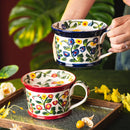 Axyaa Camellia Flower Ceramic Coffee Mug with Lid