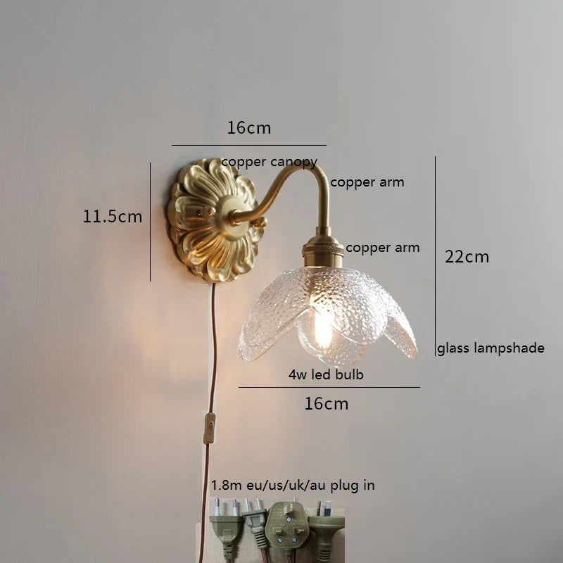 Axyaa Clear Glass LED Wall Sconce, Up Down Bedroom Mirror Light