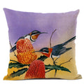 Axyaa Elegant Floral Bird Pattern Linen Cushion Cover 45x45cm for Living Room Sofa