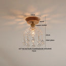 Axyaa White Ceramic LED Ceiling Light with Wood Canopy for Kitchen Living Room