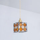 Axyaa Tiffany Cube Pendant Chandelier Stained Glass Light Fixture for Home Decor