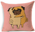 Square Linen Pug French Bulldog Pillow Cover by Axyaa