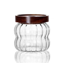 Axyaa Striped Glass Airtight Canister for Kitchen Storage - Coffee Beans, Grains, Candy Jar