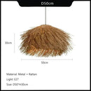 Axyaa Rattan Hanging Lamp Ceiling Chandelier Loft Decor LED Grass Pendant Lights