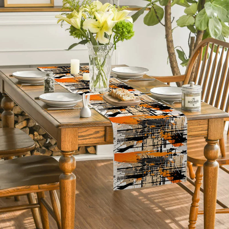 Geometric Lines Table Runner for Home Decor by Axyaa
