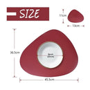 Axyaa Faux Leather Placemats & Coasters Set, Red Burgundy Triangle, Round - 4/10 Piece