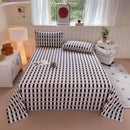 Axyaa Grid Striped Brushed Cotton Flat Sheet for Single Double Bed Top Linens